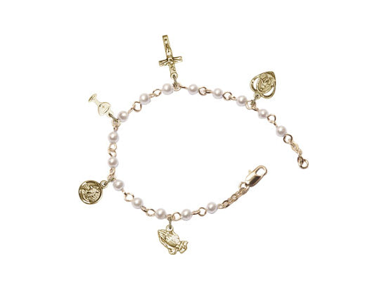 FIRST COMMUNION PEARL CHARM BRACELET
