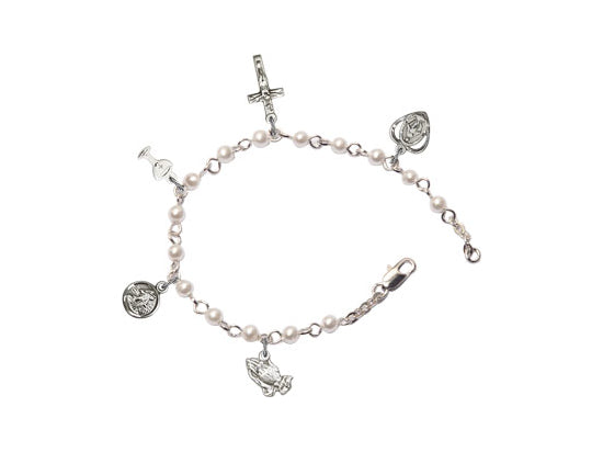FIRST COMMUNION PEARL CHARM BRACELET