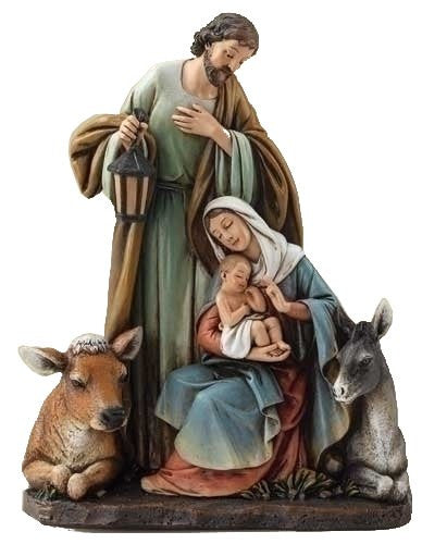 Roman Josephs Studio Slim Profile Holy Family with Barn Animals Figurine, 7.5-Inch