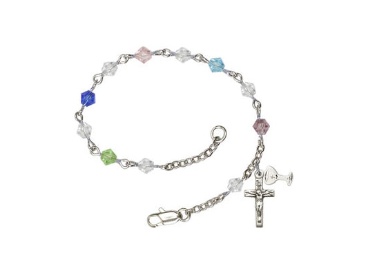 MULTICOLORED FIRST COMMUNION ROSARY BRACELET RB0387MCCMSW